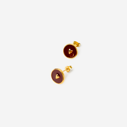 Gold-plated Titanium Red Heart Earrings