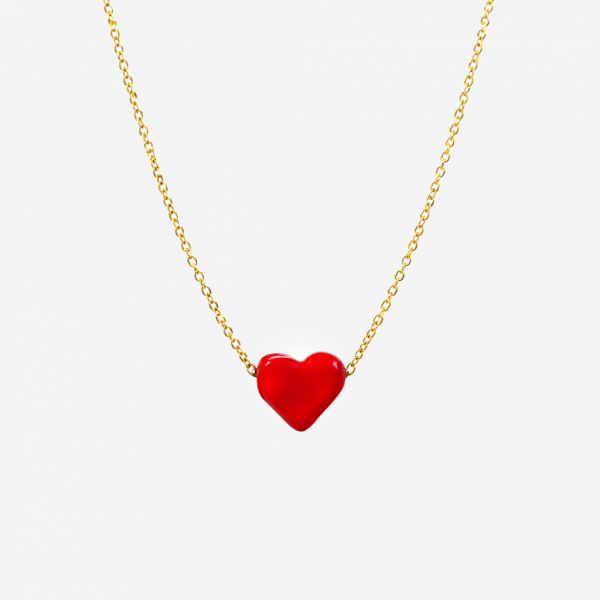 Gold-plated Titanium Red with Heart Necklace