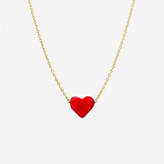 Gold-plated Titanium Red with Heart Necklace