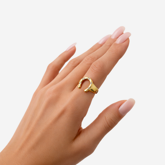 მოოქროვილი ტიტანის ნალის ფორმის ბეჭედი