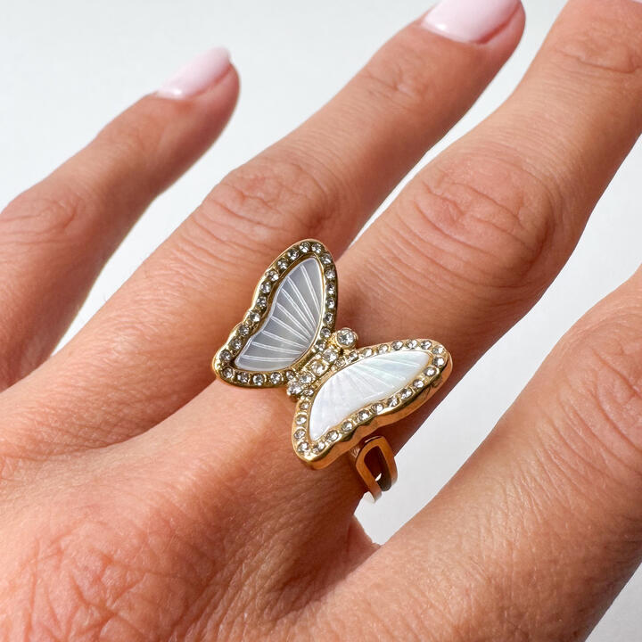 Gold-Plated Titanium Butterfly-Shaped Ring