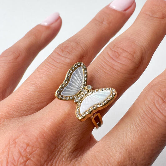 Gold-Plated Titanium Butterfly-Shaped Ring