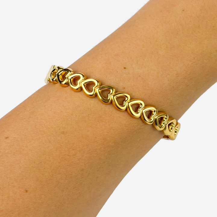 Gold-plated Titanium with Hearts Bracelet