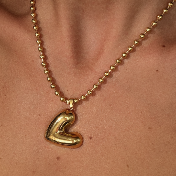 Gold-plated Titanium Heart Shaped Necklace