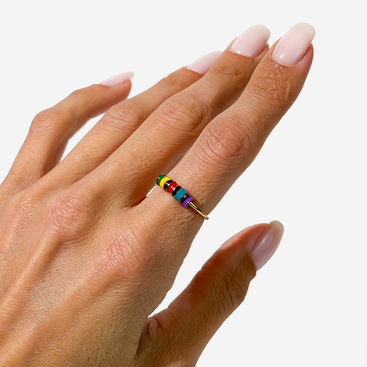 Gold-plated Titanium Colorful Ring