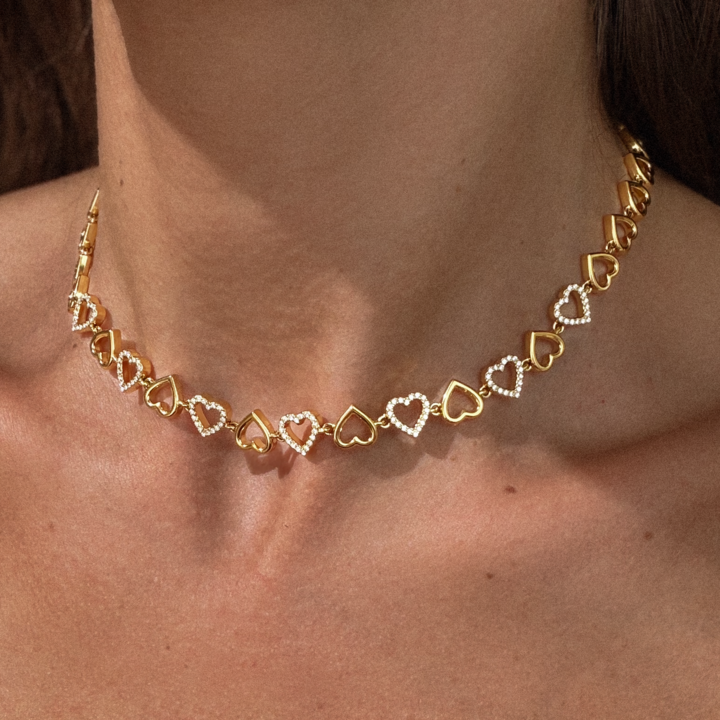 Gold-plated Titanium Heart Shaped Necklace