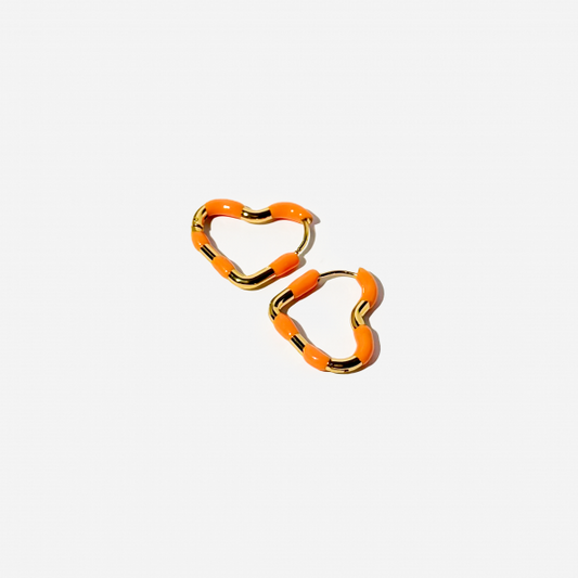 Gold-plated Titanium Heart Shaped Orange Earrings
