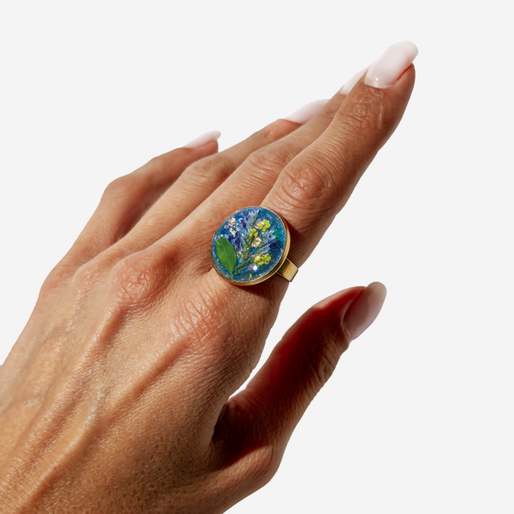 Handmade Natural with Flowers Ring