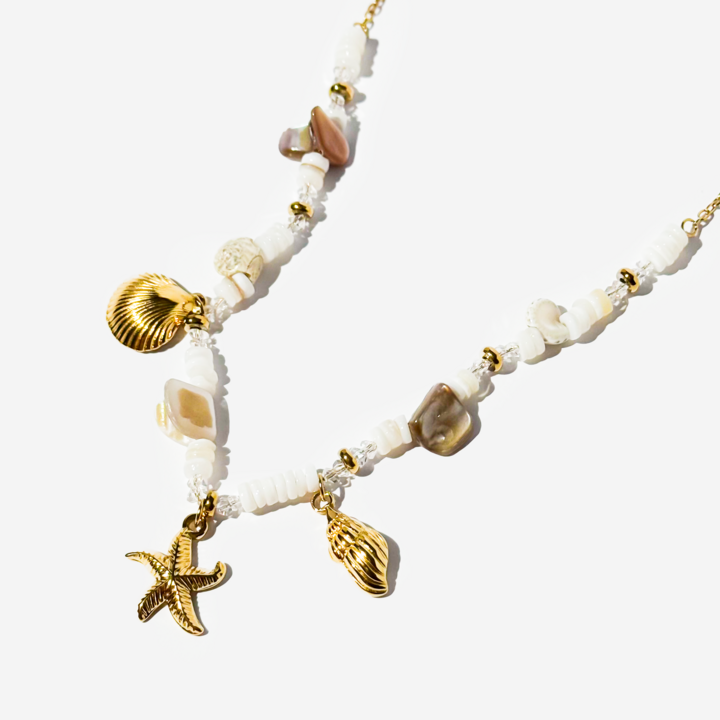 Gold-plated Titanium Sea with Details Necklace