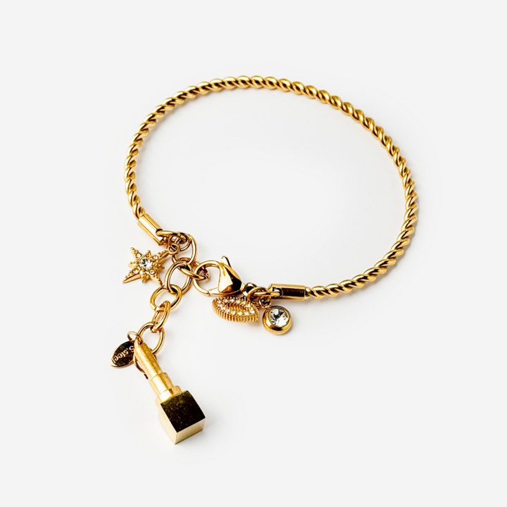 Gold-plated Titanium Bracelet With Charms