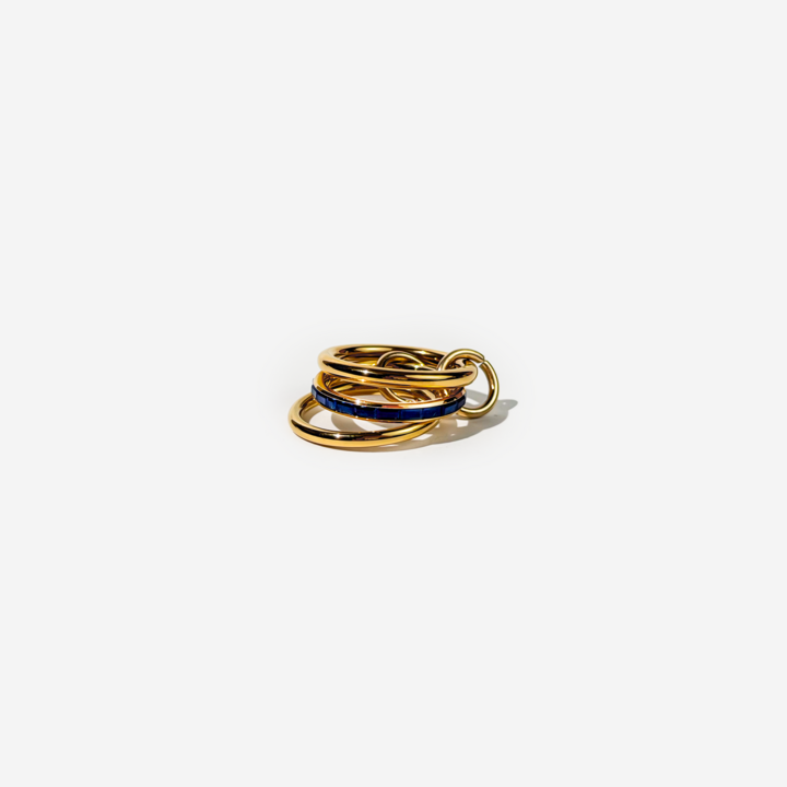 Gold-plated Titanium Blue With Stones Ring