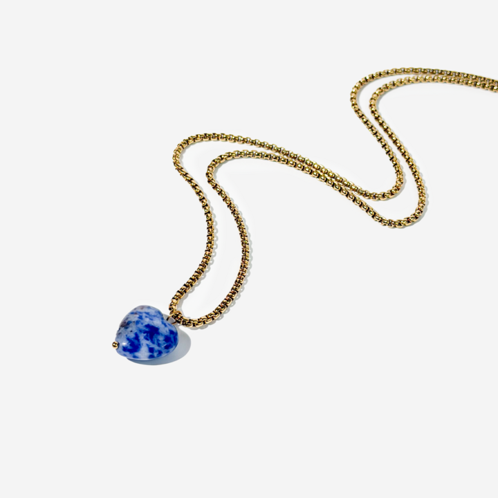 Gold-plated Titanium Blue with Heart Necklace