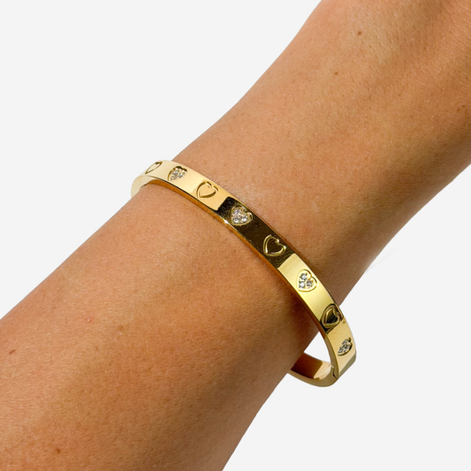 Gold-plated Titanium with Hearts Bracelet