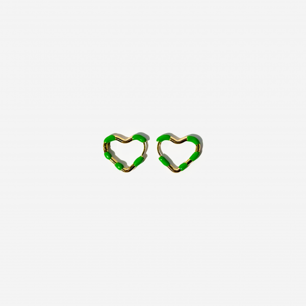 Gold-plated Titanium Heart Shaped Green Earrings