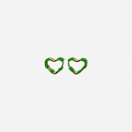 Gold-plated Titanium Heart Shaped Green Earrings