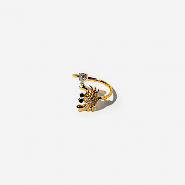 Gold-Plated Titanium Crab Ring