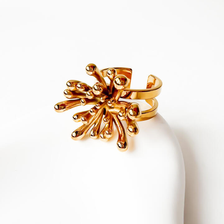 Gold-plated Titanium Flower Shaped Ring