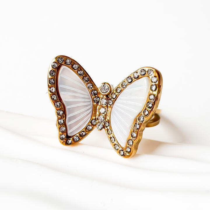 Gold-Plated Titanium Butterfly-Shaped Ring