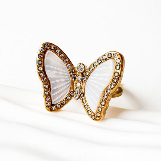 Gold-Plated Titanium Butterfly-Shaped Ring