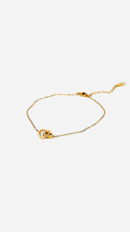 Gold-plated Titanium Anklet with Hearts Bracelet