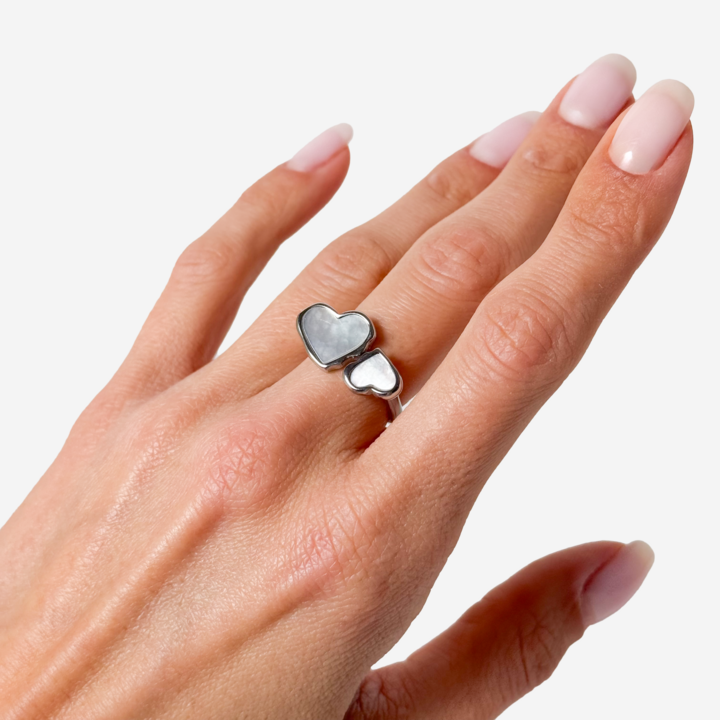 Gold-Plated Titanium Two-Heart Ring