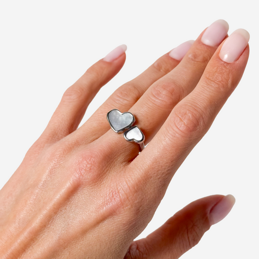 Gold-Plated Titanium Two-Heart Ring