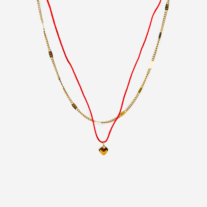 Gold-plated Titanium Double with Heart Necklace