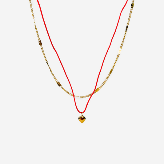 Gold-plated Titanium Double with Heart Necklace