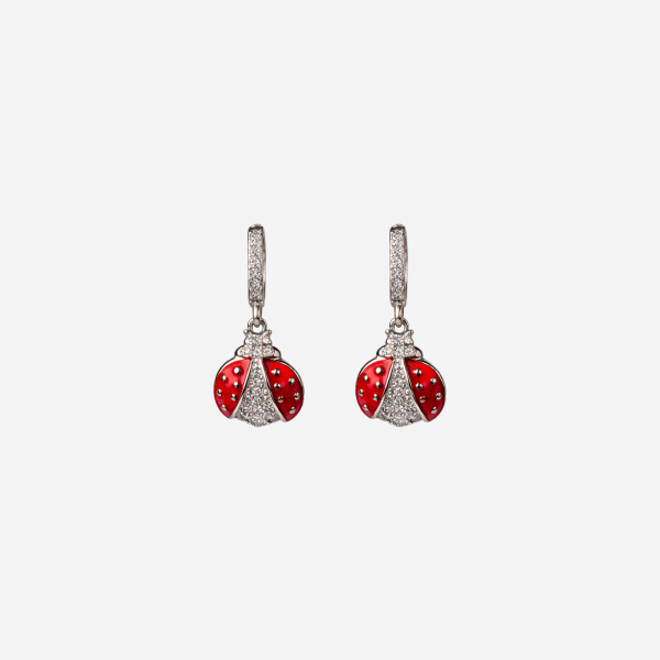 Gold-plated Titanium Silver Ladybug Earrings