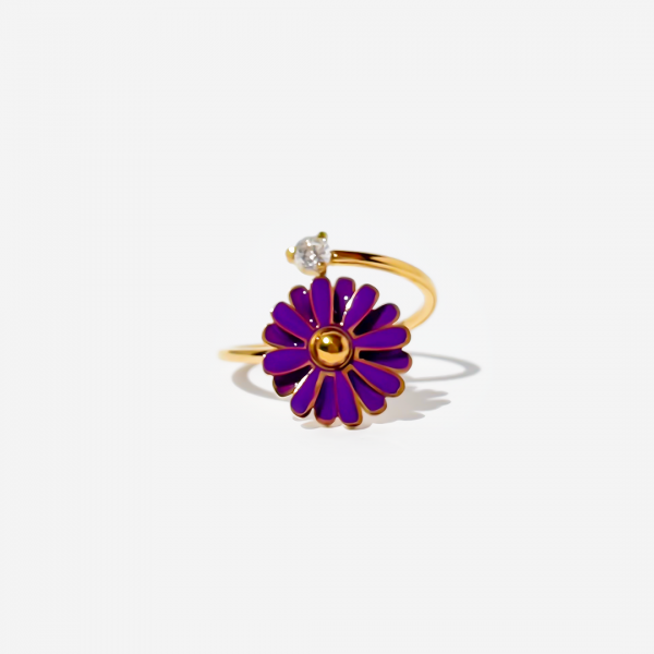 Gold-plated Titanium Flower Shaped Ring