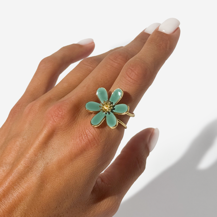 Flower Shaped Gold-plated Titanium Ring