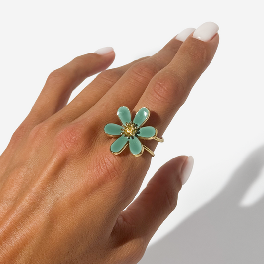 Flower Shaped Gold-plated Titanium Ring