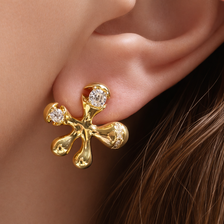 Gold-plated Titanium Flower Shaped Earrings