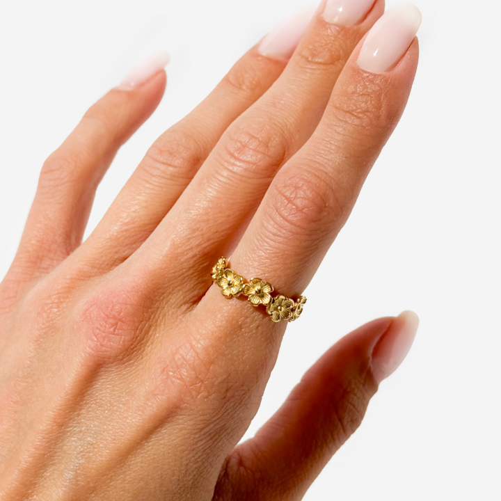 Gold-plated Titanium Flower Shape Ring