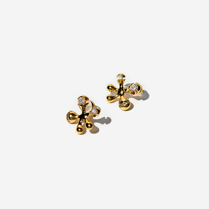 Gold-plated Titanium Flower Shaped Earrings