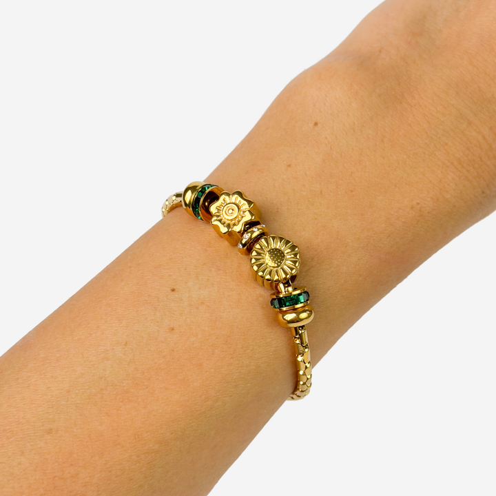 Gold-plated Titanium Bracelet With Charms