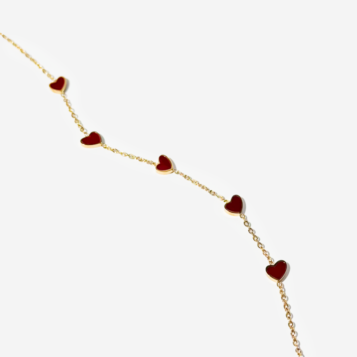 Gold-plated Titanium Anklet with Hearts Bracelet