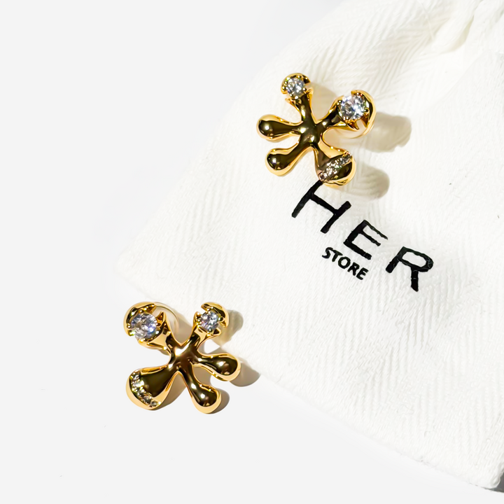 Gold-plated Titanium Flower Shaped Earrings