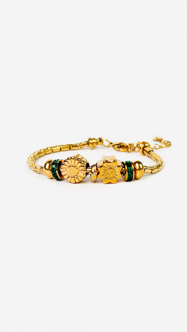 Gold-plated Titanium Bracelet With Charms