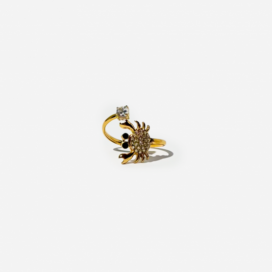 Gold-Plated Titanium Crab Ring