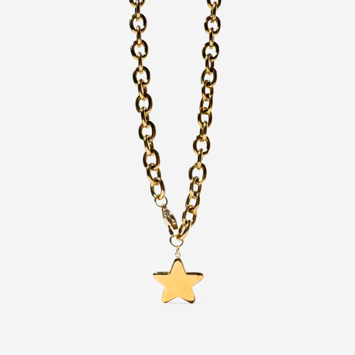 Gold-plated Titanium Star Shaped Necklace