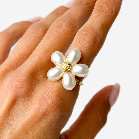 Gold-plated Titanium Flower Shaped Ring