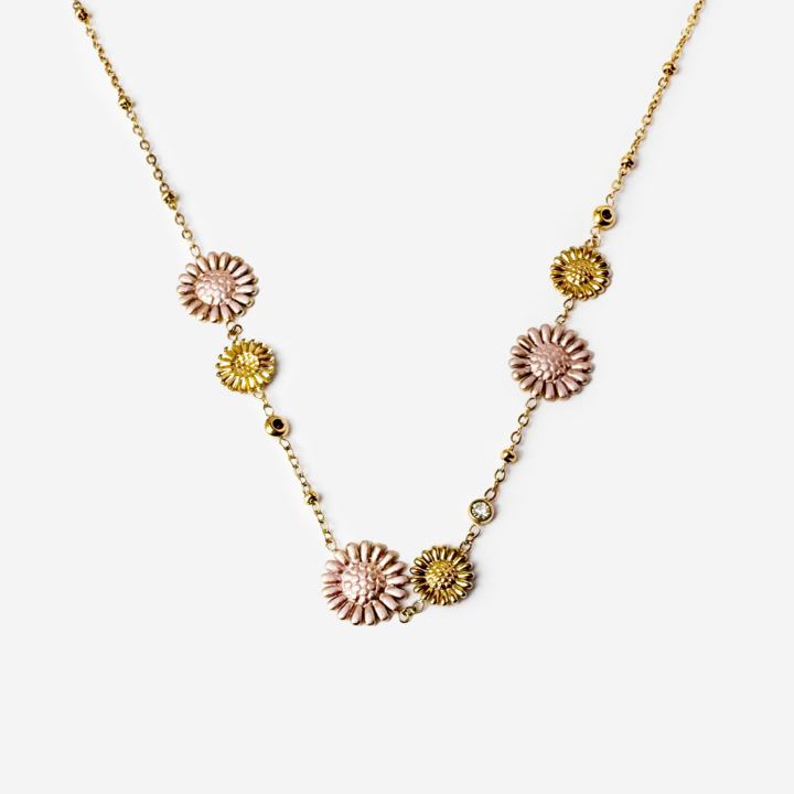 Gold-plated Titanium with Flowers Necklace