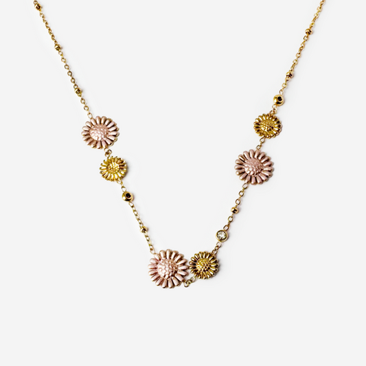 Gold-plated Titanium with Flowers Necklace