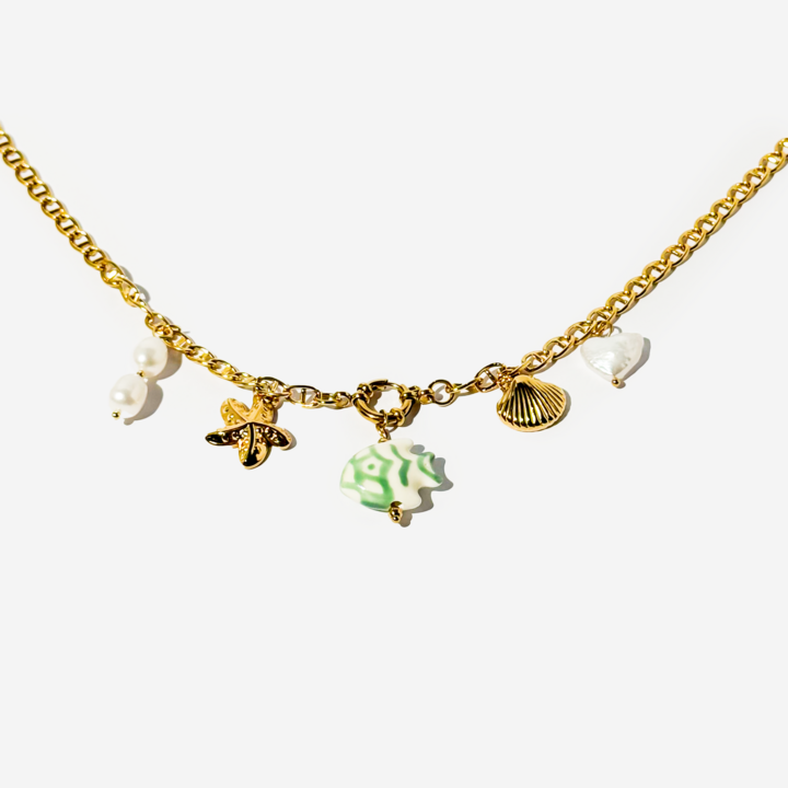 Gold-Plated Titanium Necklace with Charms