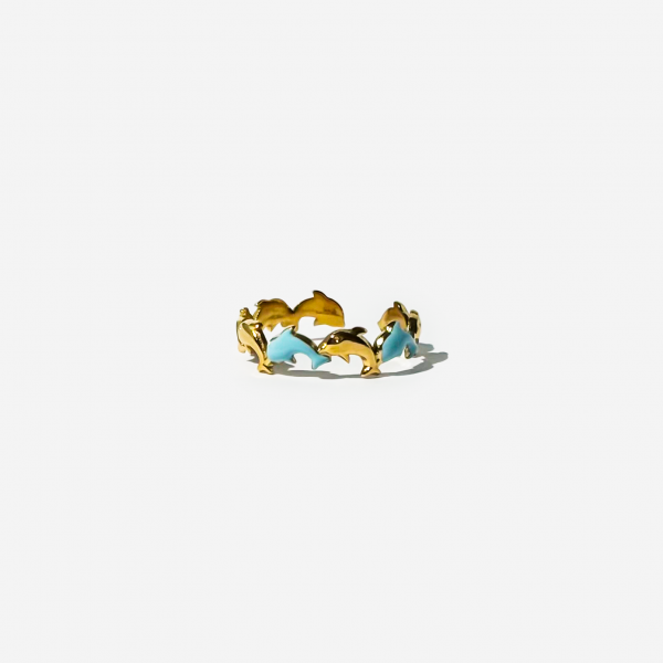 Gold-plated Titanium Dolphin Shaped Ring