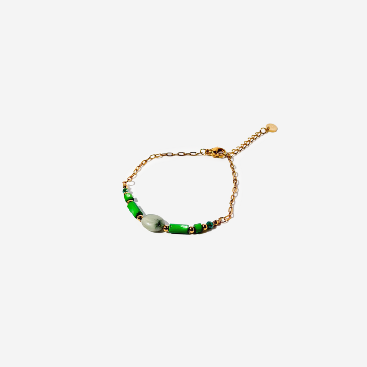 Gold-plated Titanium Green Bracelet