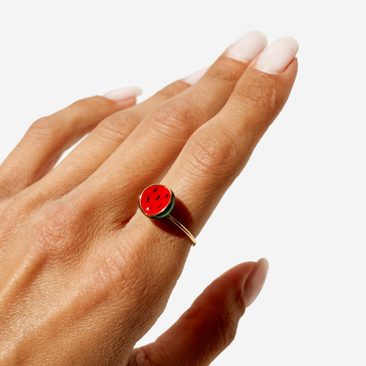 Gold-plated Titanium Watermelon Shaped Ring