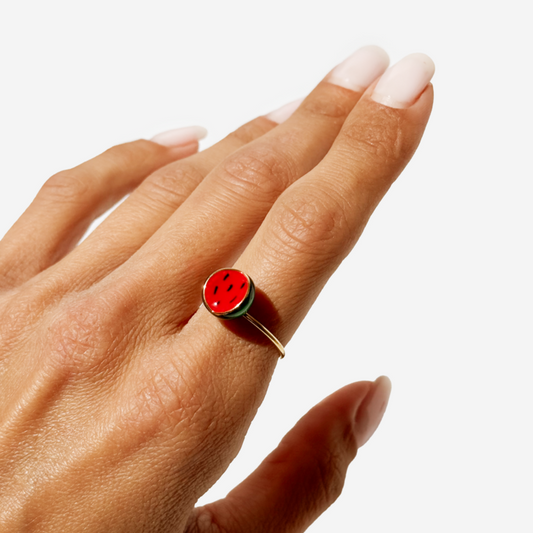 Gold-plated Titanium Watermelon Shaped Ring