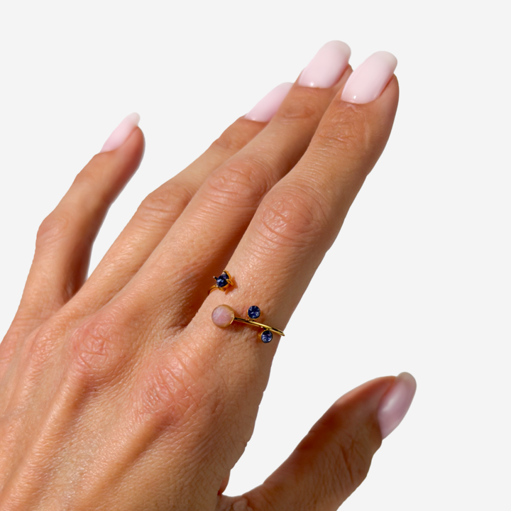 Gold-plated Titanium With Stones Ring